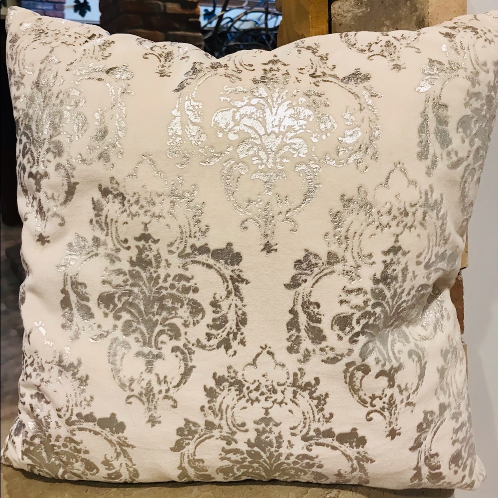 Lavish Home White & Silver Luxurious Accent Pillow